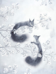 Ecureuils en noir et blanc