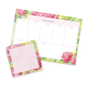 Semainier Bloc-Notes pivoines