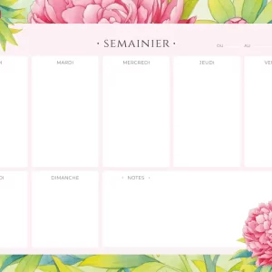 Semainier Pivoines